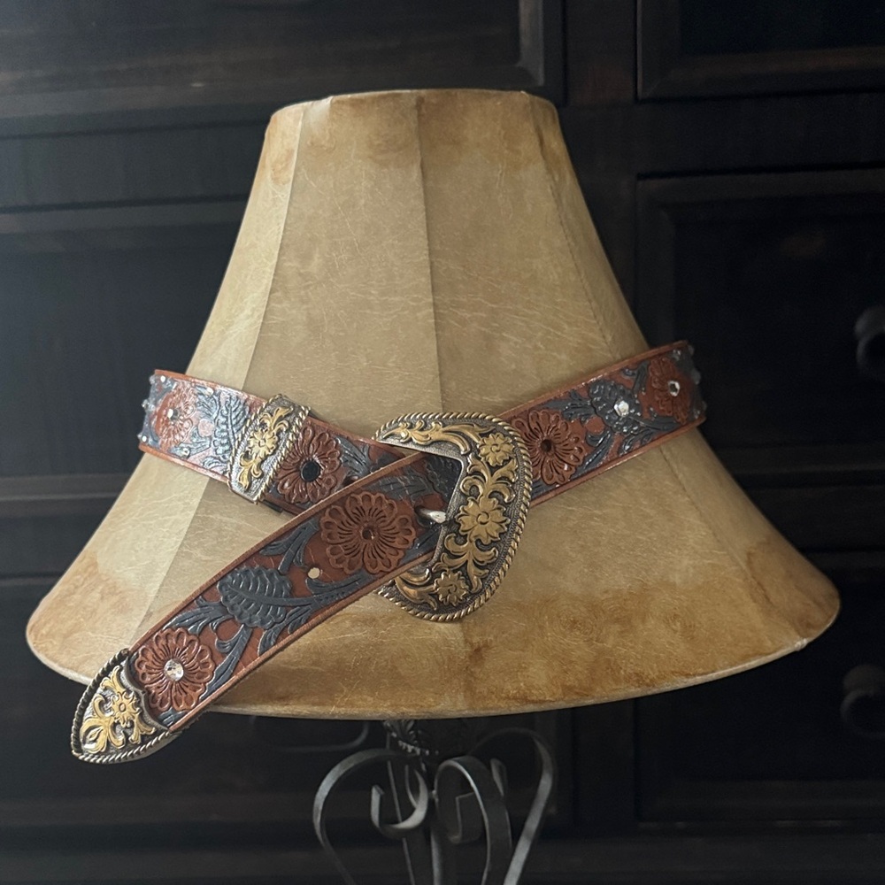 Cool Belt by Red Spur Floral Leather Belt